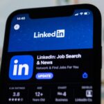 Close-up image of the LinkedIn app update screen on a smartphone display.